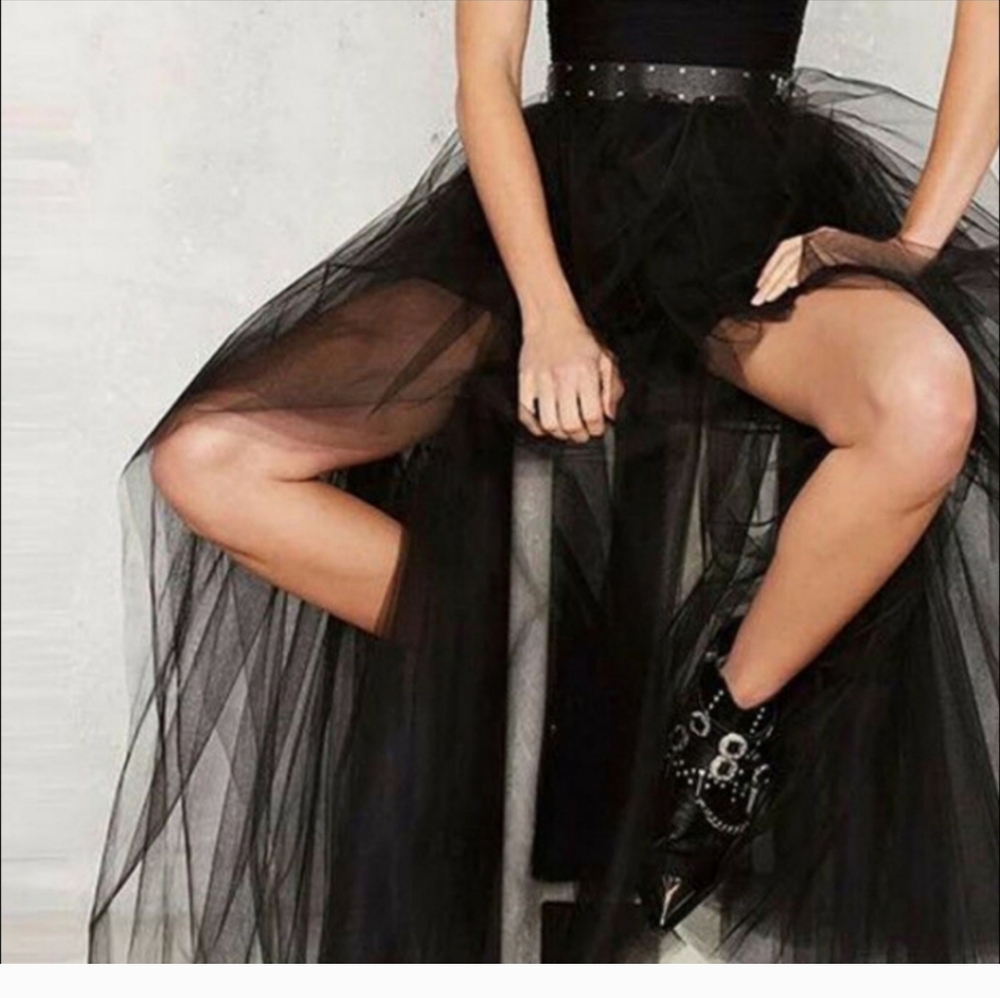 Halloween costume Idea Make It Goth,Tulle Tiered Layered maxi Mini skirt Black - Picture 4 of 11
